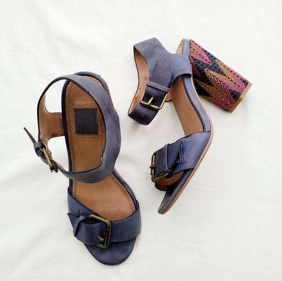 Vintage Ella Moss block heels leather sandals - Picture 4 of 10